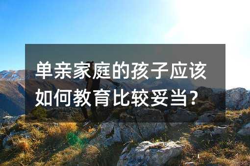 单亲家庭的孩子应该如何教育比较妥当？