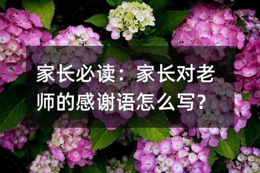 家长必读：家长对老师的感谢语怎么写？