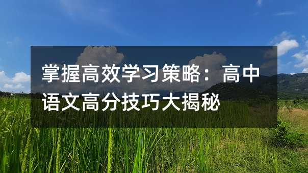 掌握高效学习策略：高中语文高分技巧大揭秘