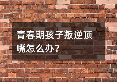 青春期孩子叛逆顶嘴怎么办？