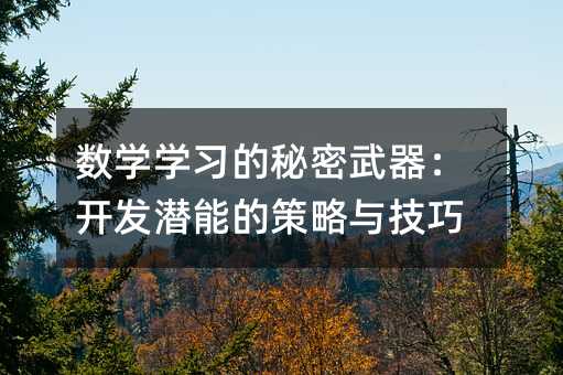 数学学习的秘密武器：开发潜能的策略与技巧