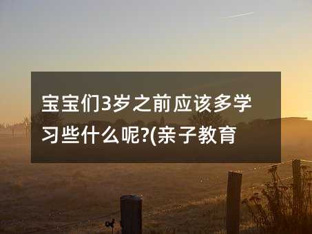 宝宝们3岁之前应该多学习些什么呢?(亲子教育)