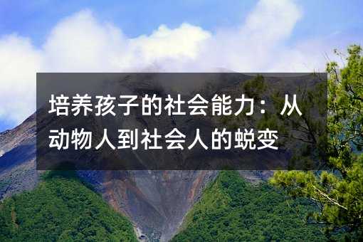 培养孩子的社会能力：从动物人到社会人的蜕变